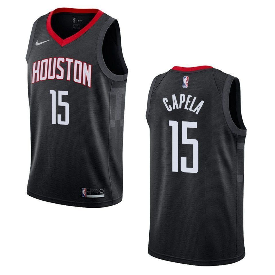 Men's Houston Rockets 15 Clint Capela Statement Swingman Basketball Jersey - Black - JS291 