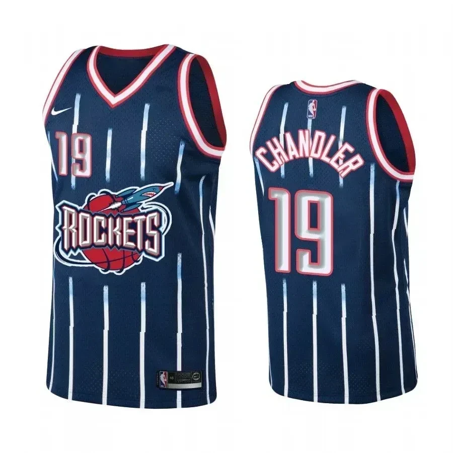 Men's Houston Rockets 19 Tyson Chandler Navy Hardwood Classics Basketball Jersey - JS419 