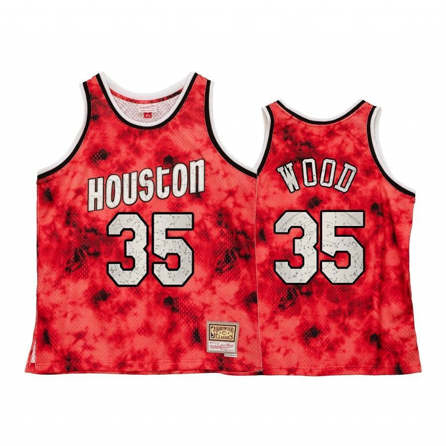 Men's Houston Rockets Christian Wood Galaxy Constellation Basketball Jersey Red Throwback - JS271 