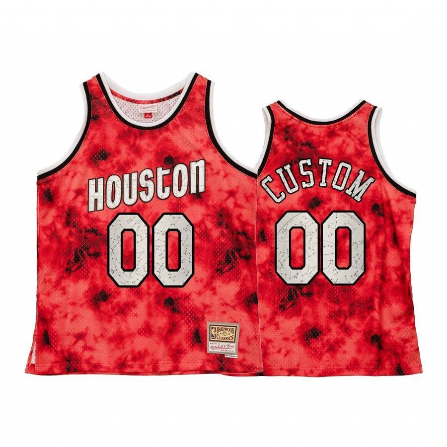 Men's Houston Rockets Custom Galaxy Constellation Basketball Jersey Red Throwback - JS241 