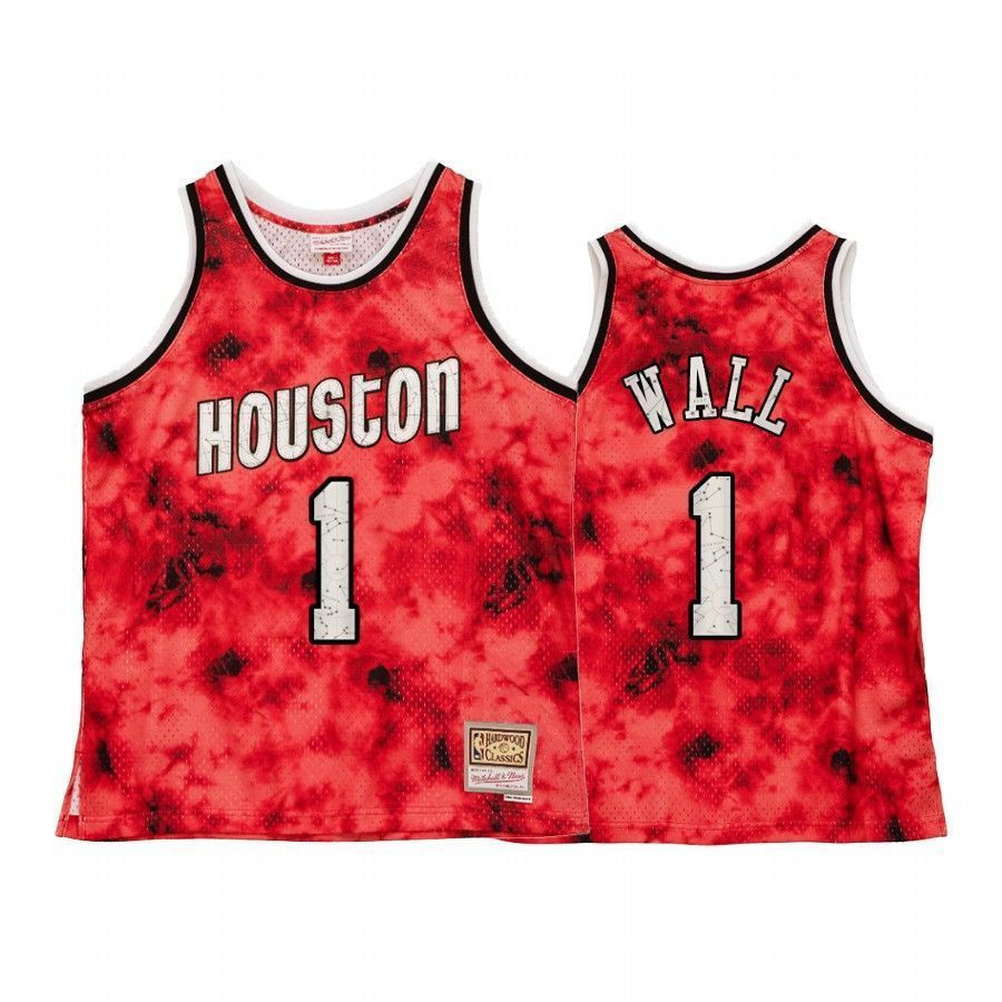 Men's Houston Rockets John Wall Galaxy Constellation Basketball Jersey Red Throwback - JS653 