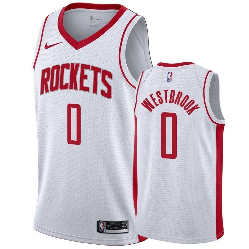 Men's Houston Rockets Russell Westbrook 0 Association Basketball Jersey - JS661 