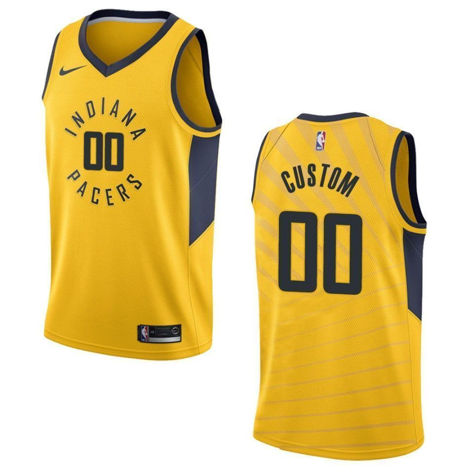 Men's Indiana Pacers 00 Custom Statement Swingman Basketball Jersey - Gold - JS323 