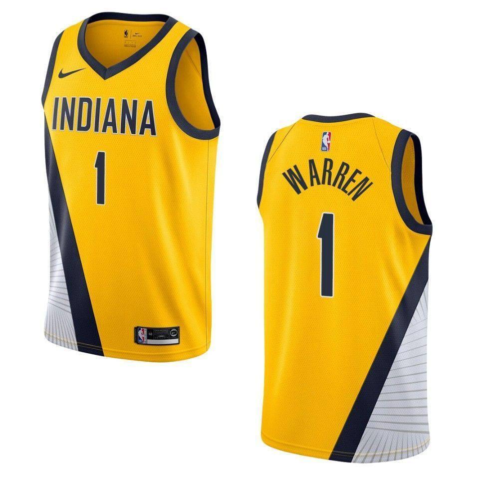 Men's Indiana Pacers 1 T.j. Warren Statement Edition Swingman Basketball Jersey - Yellow - JS437 
