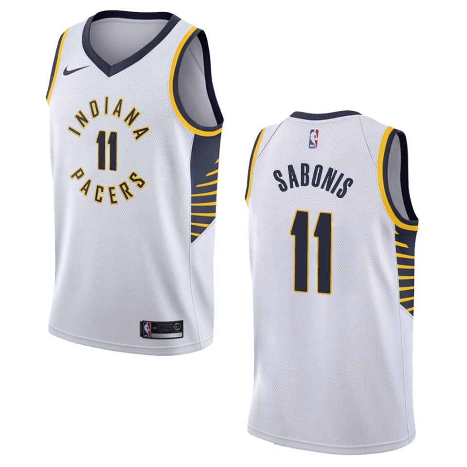 Men's Indiana Pacers #11 Domantas Sabonis Association Swingman Basketball Jersey - White