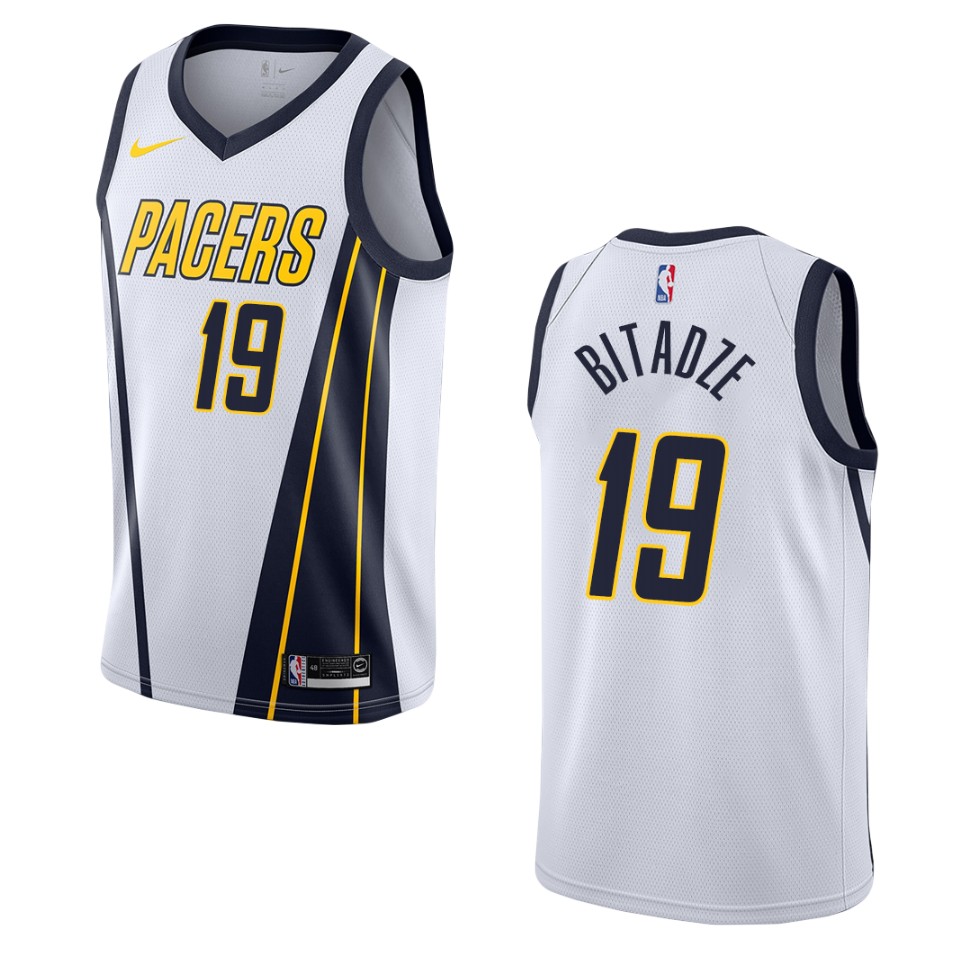 Men's Indiana Pacers #19 Goga Bitadze Earned Swingman Basketball Jersey - White