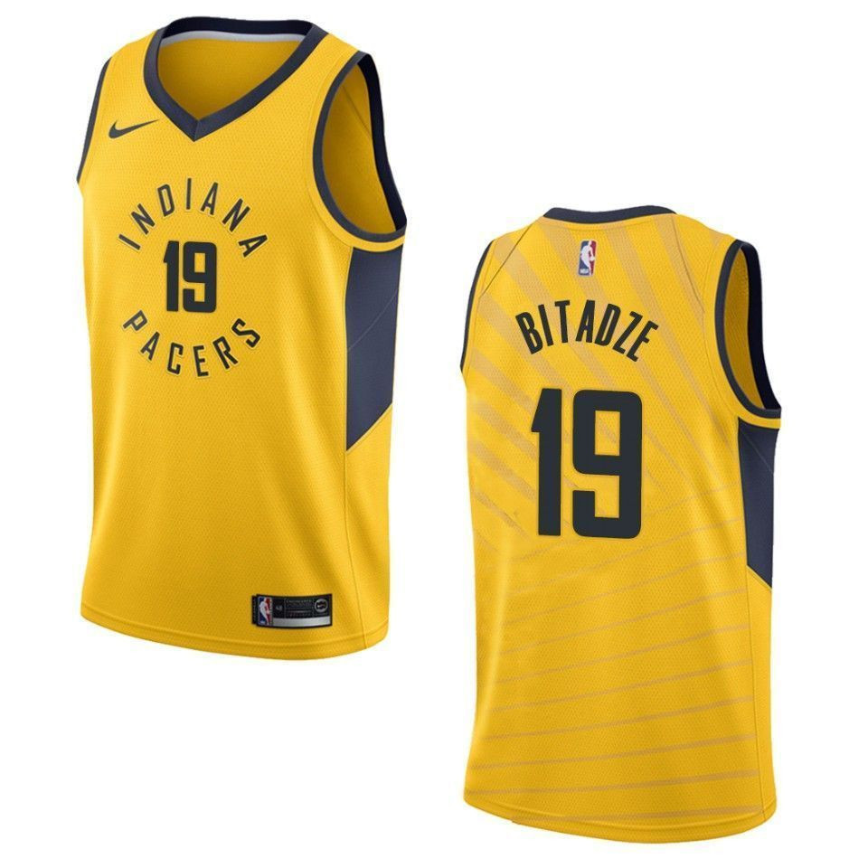 Men's Indiana Pacers 19 Goga Bitadze Statement Swingman Basketball Jersey - Gold - JS147 