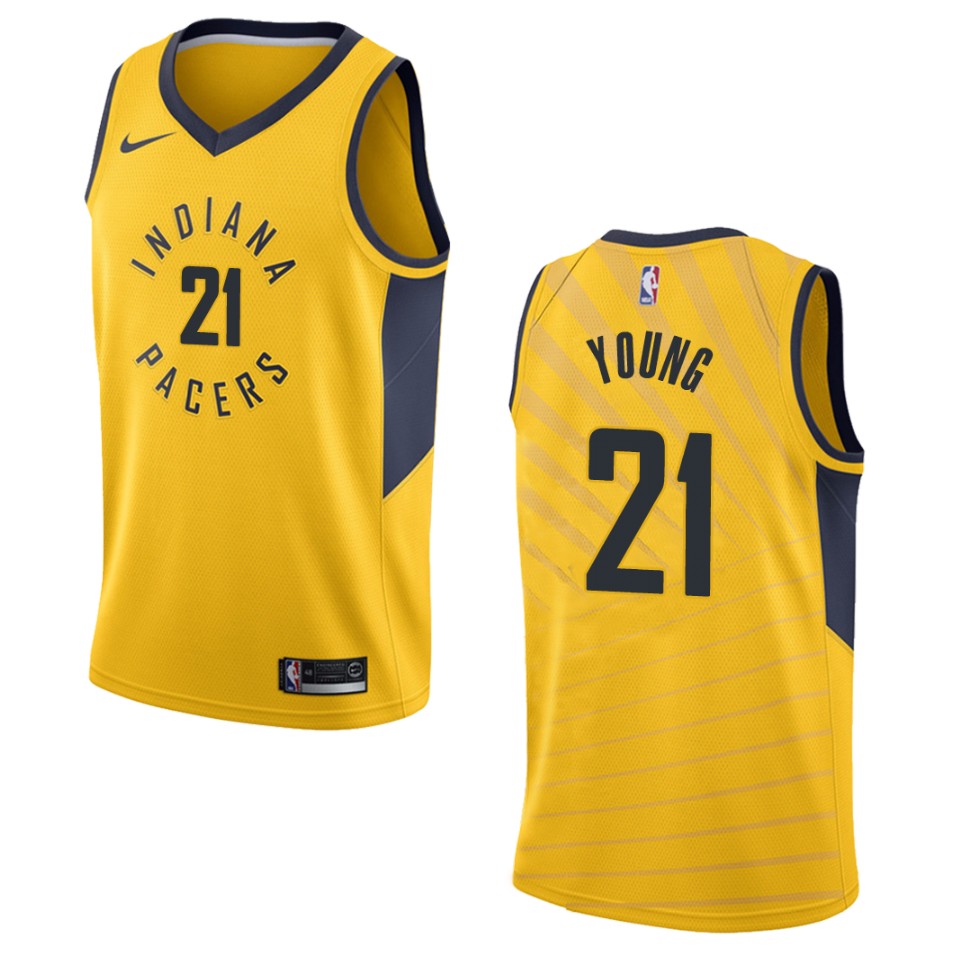 Men's Indiana Pacers #21 Thaddeus Young Statement Swingman Basketball Jersey - Gold