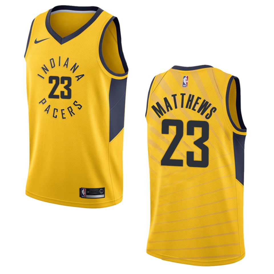 Men's Indiana Pacers #23 Wesley Matthews Statement Swingman Basketball Jersey - Gold