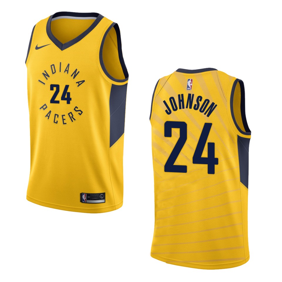 Men's Indiana Pacers #24 Alize Johnson Statement Swingman Basketball Jersey - Gold