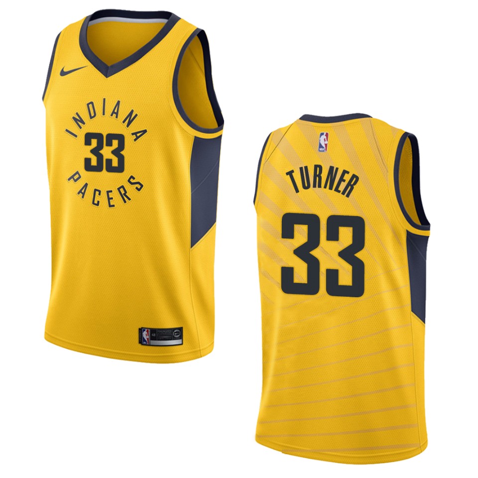 Men's Indiana Pacers #33 Myles Turner Statement Swingman Basketball Jersey - Gold