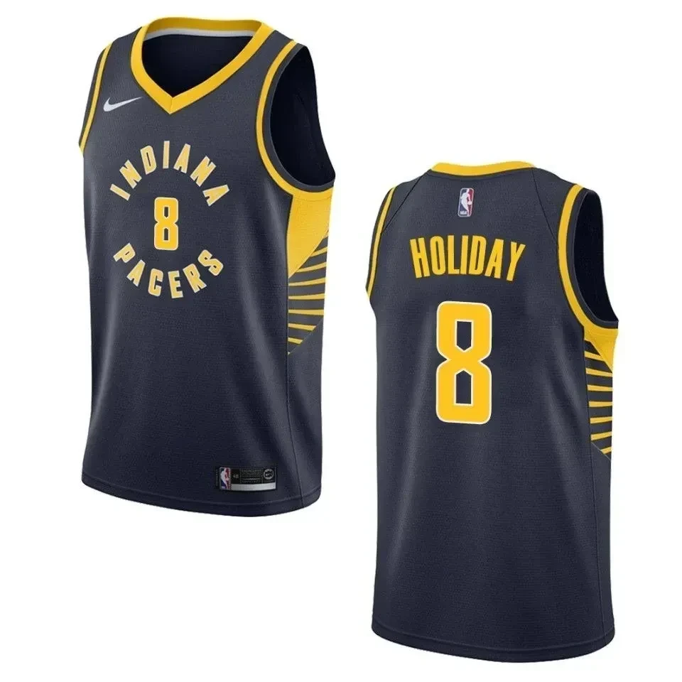 Men's Indiana Pacers 8 Justin Holiday Icon Swingman Basketball Jersey - Navy - JS359 
