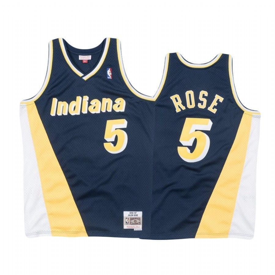 Men's Jalen Rose 5 Indiana Pacers White Hardwood Classics Basketball Jersey - JS812 