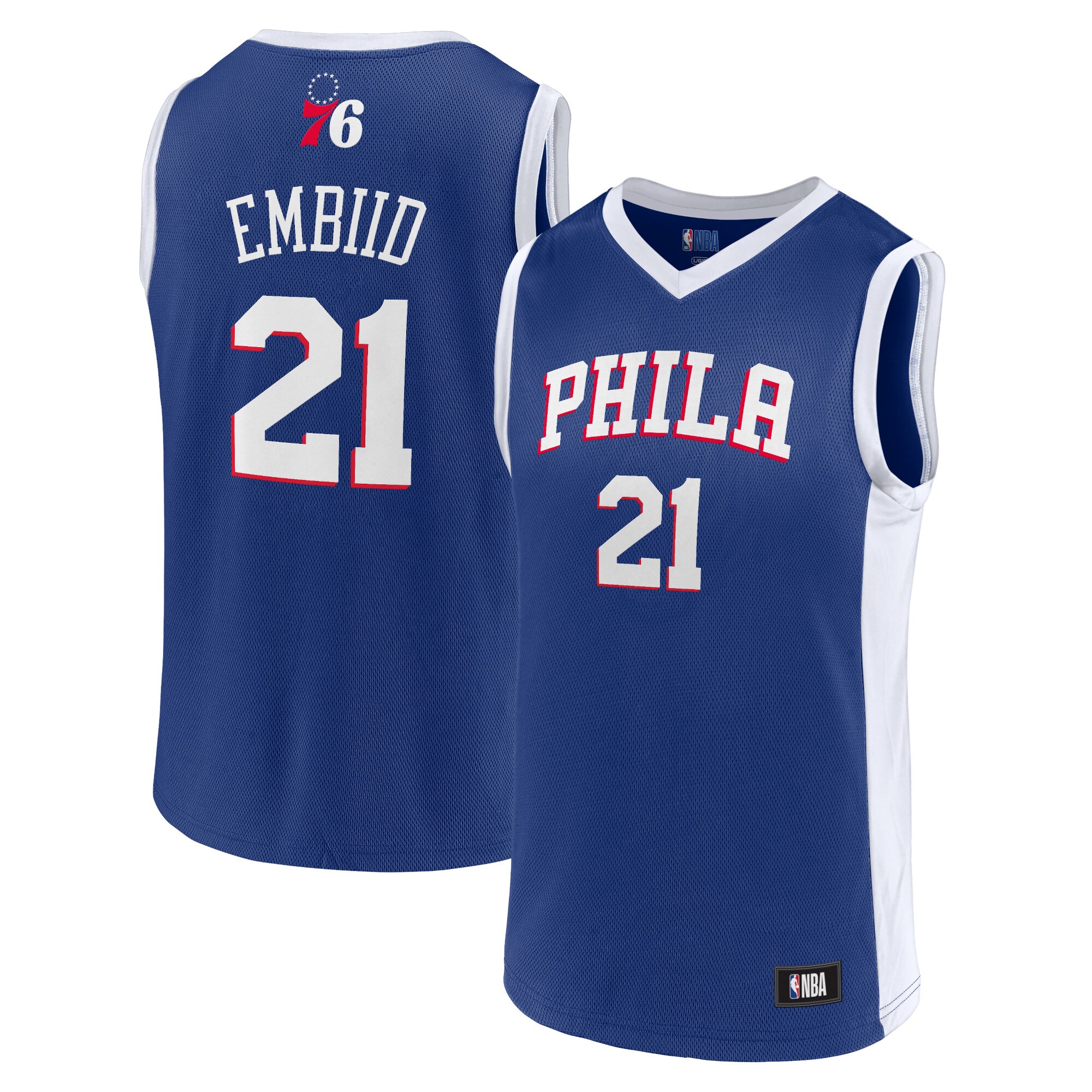 Alternative view of Men's Joel Embiid Royal Philadelphia 76ers Player Basketball Jersey
