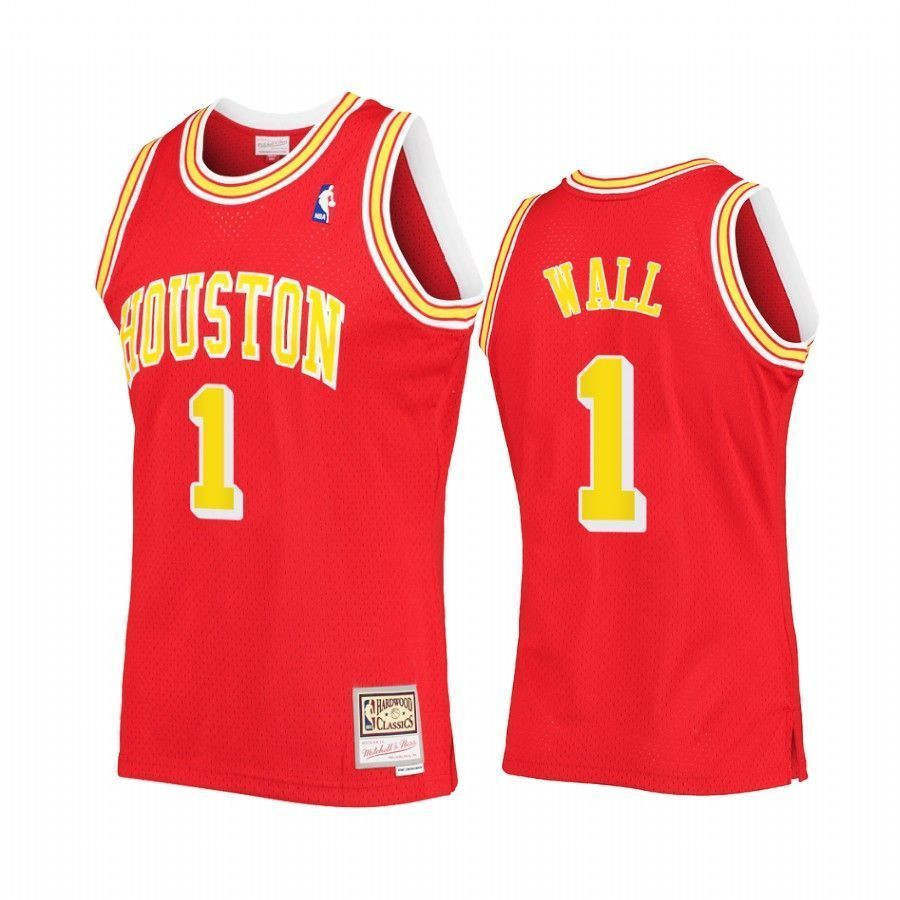 Men's John Wall 1 Houston Rockets Red Hardwood Classics Basketball Jersey - JS876 