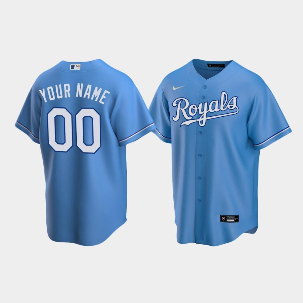Men's Kansas City Royals 00 Custom Light Blue Alternate Baseball Jersey Baseball Jersey 