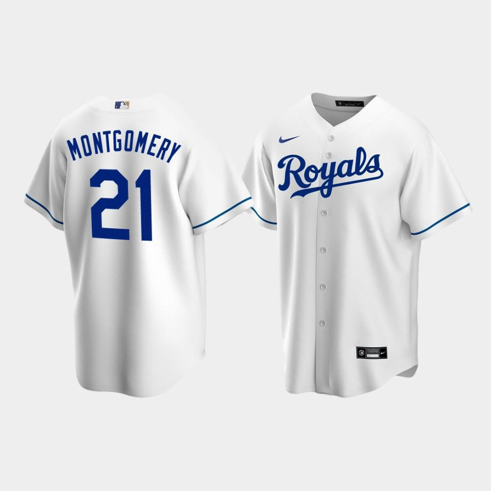 Men's Kansas City Royals 21 Mike Montgomery White Home Baseball Jersey Baseball Jersey 