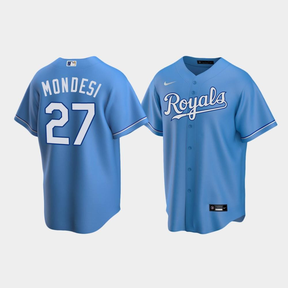 Men's Kansas City Royals 27 Adalberto Mondesi Light Blue Alternate Baseball Jersey Baseball Jersey 