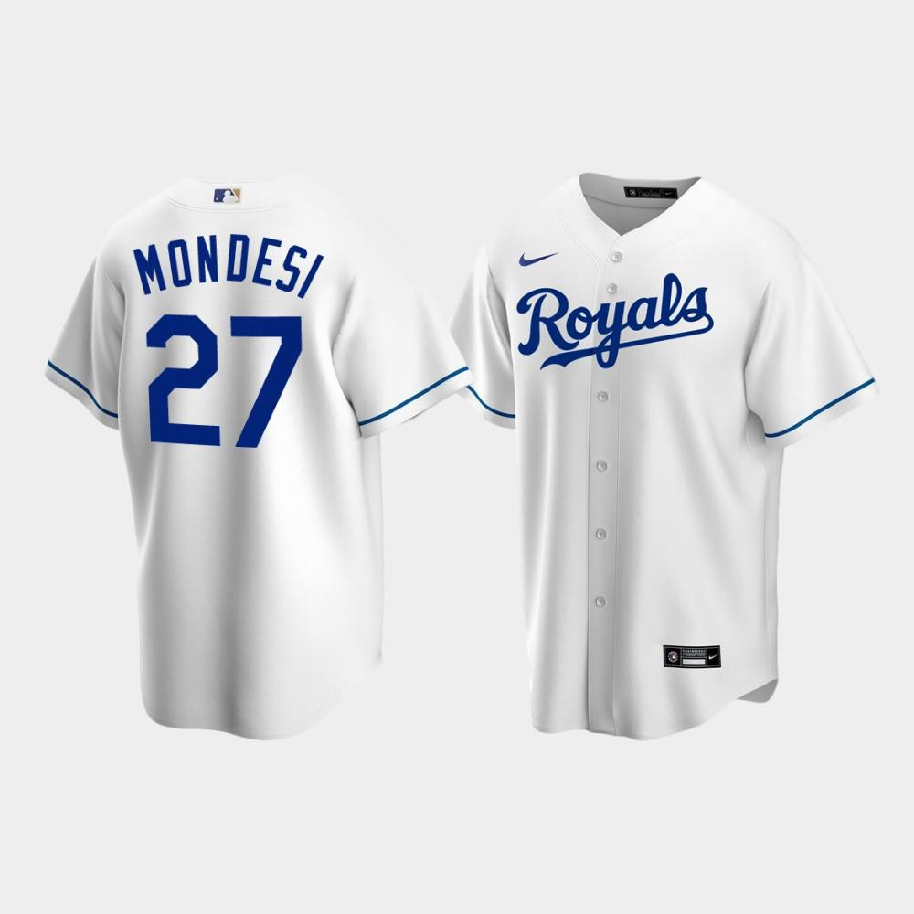 Men's Kansas City Royals 27 Adalberto Mondesi White Home Baseball Jersey Baseball Jersey 