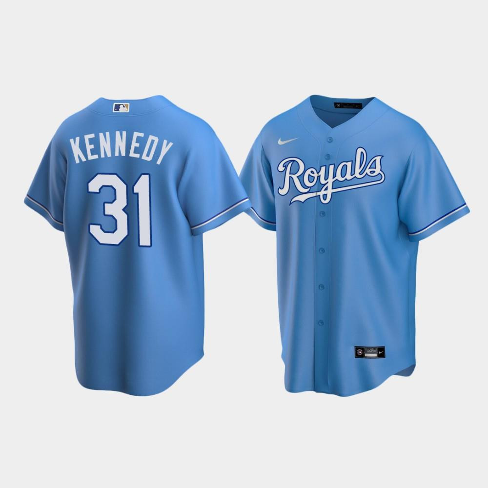 Men's Kansas City Royals 31 Ian Kennedy Light Blue Alternate Baseball Jersey Baseball Jersey 