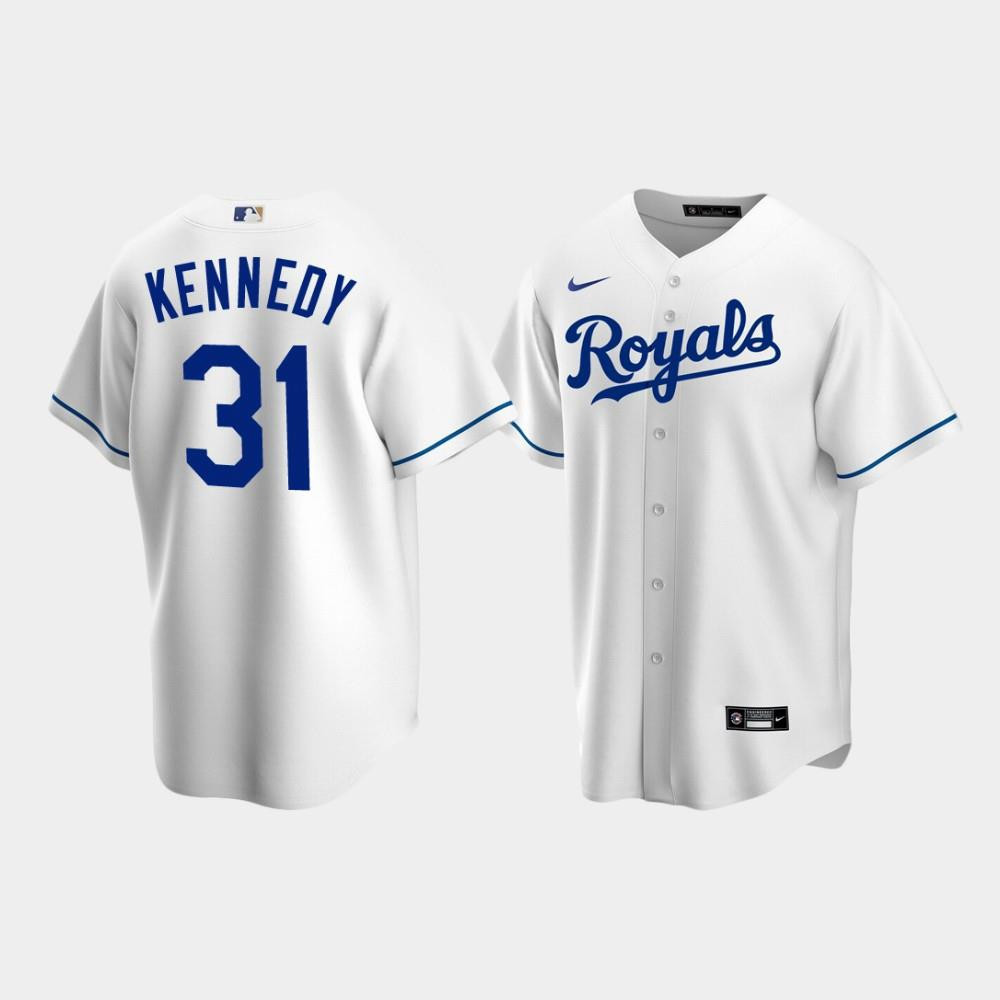 Men's Kansas City Royals 31 Ian Kennedy White Home Baseball Jersey Baseball Jersey 