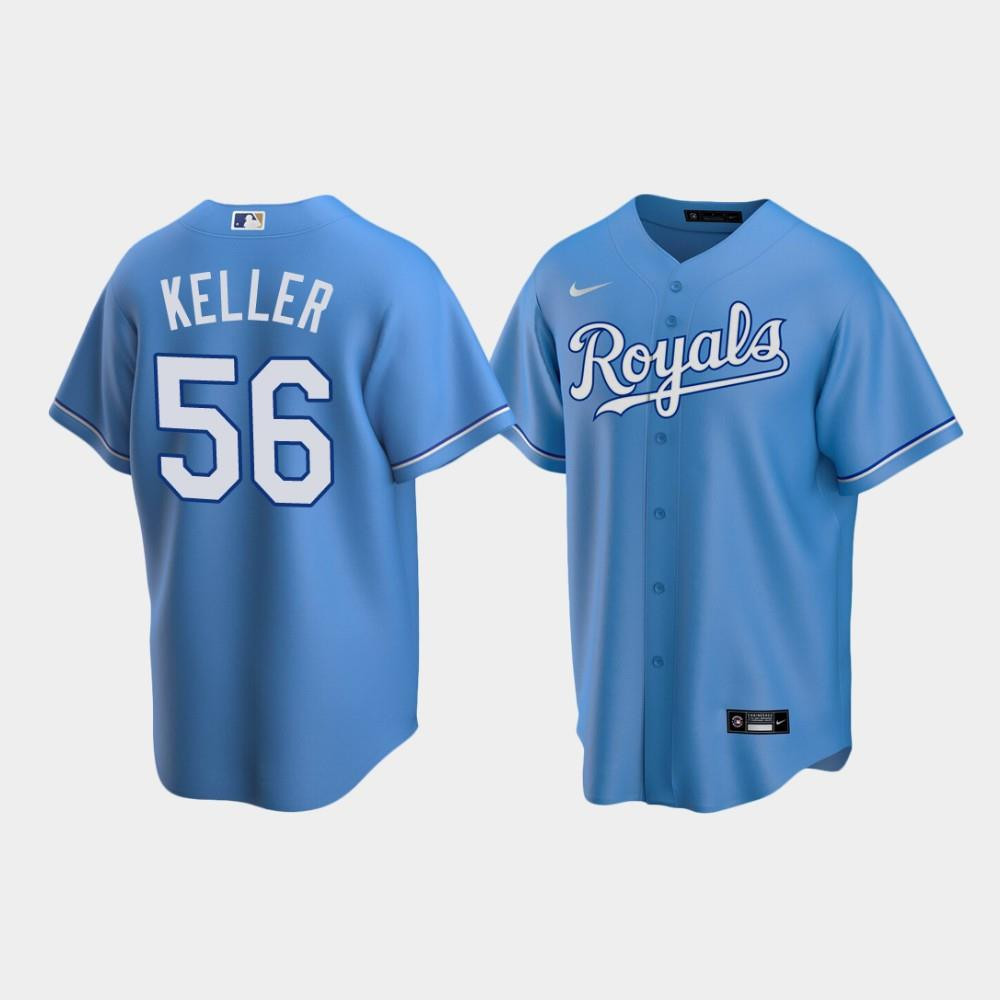 Men's Kansas City Royals 56 Brad Keller Light Blue Alternate Baseball Jersey Baseball Jersey 