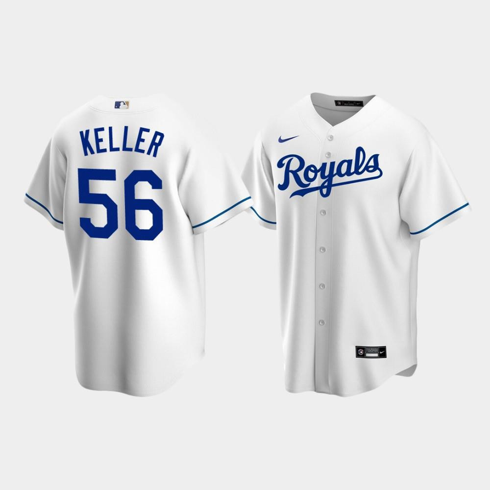Men's Kansas City Royals 56 Brad Keller White Home Baseball Jersey Baseball Jersey 