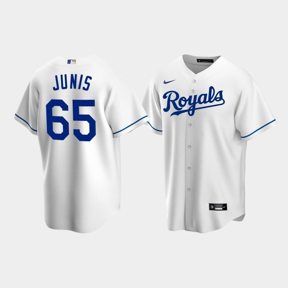Men's Kansas City Royals 65 Jakob Junis White Home Baseball Jersey Baseball Jersey 