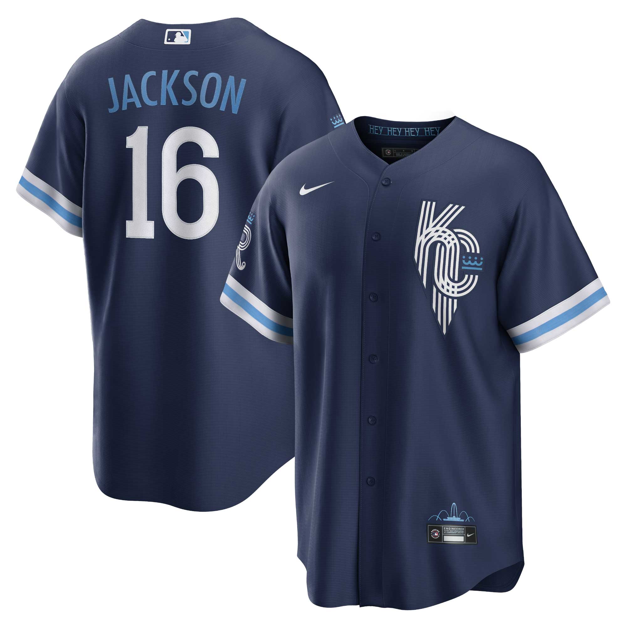 Men's Kansas City Royals Bo Jackson Navy City Connect Player Baseball Jersey 