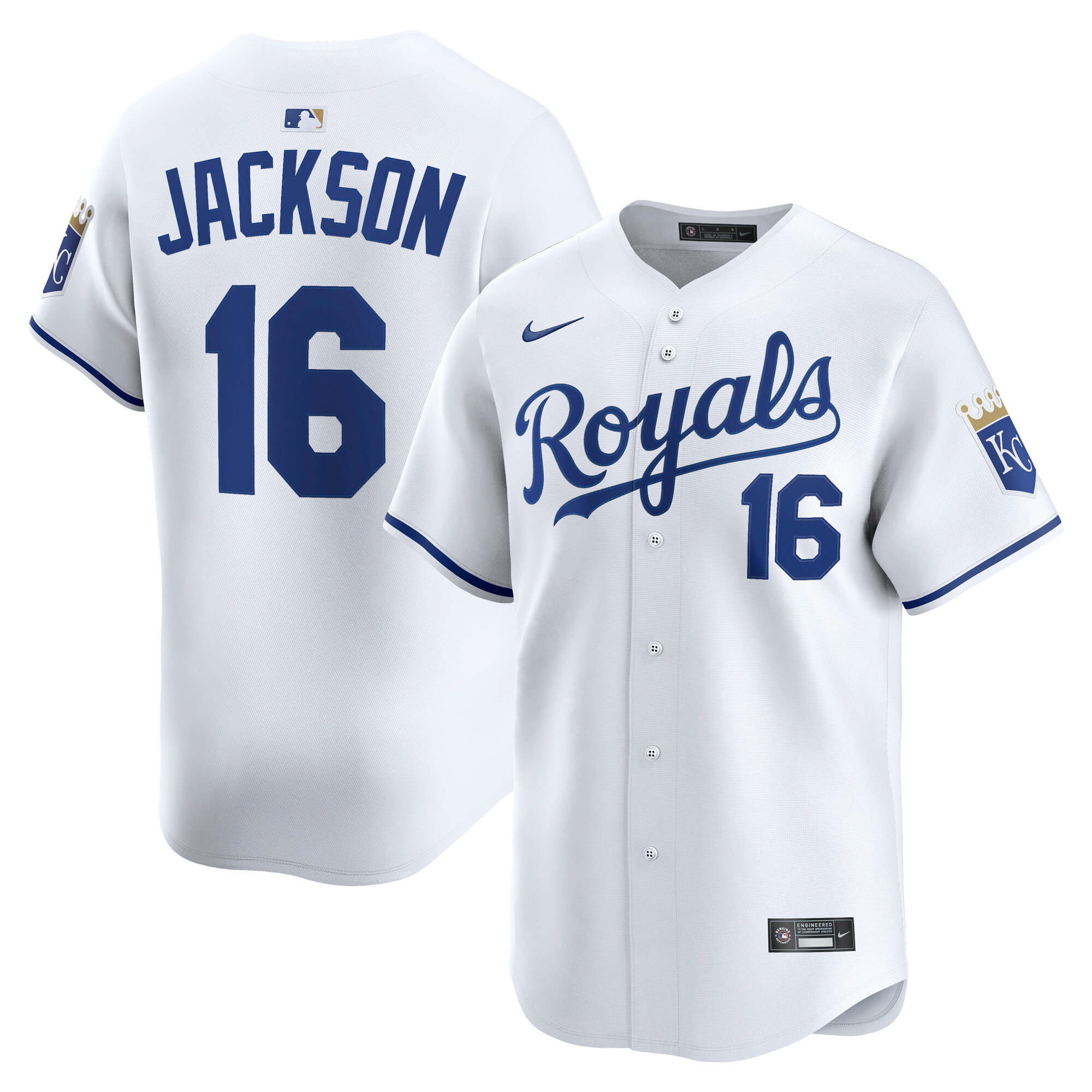 Men's Kansas City Royals Bo Jackson White Home Limited Player Baseball Jersey 