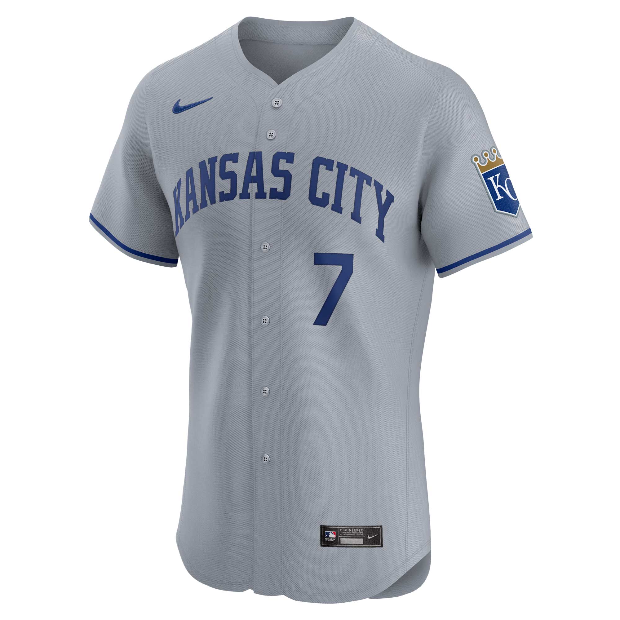 Alternative view of Men's Kansas City Royals Bobby Witt Jr. Gray Road Elite Player Baseball Jersey 