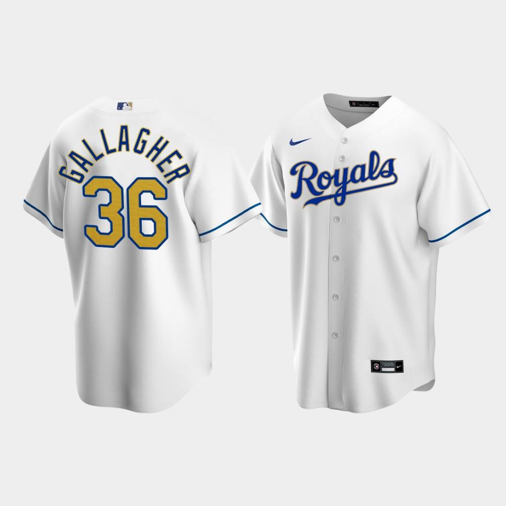 Men's Kansas City Royals Cam Gallagher 36 White Home Baseball Jersey Baseball Jersey 