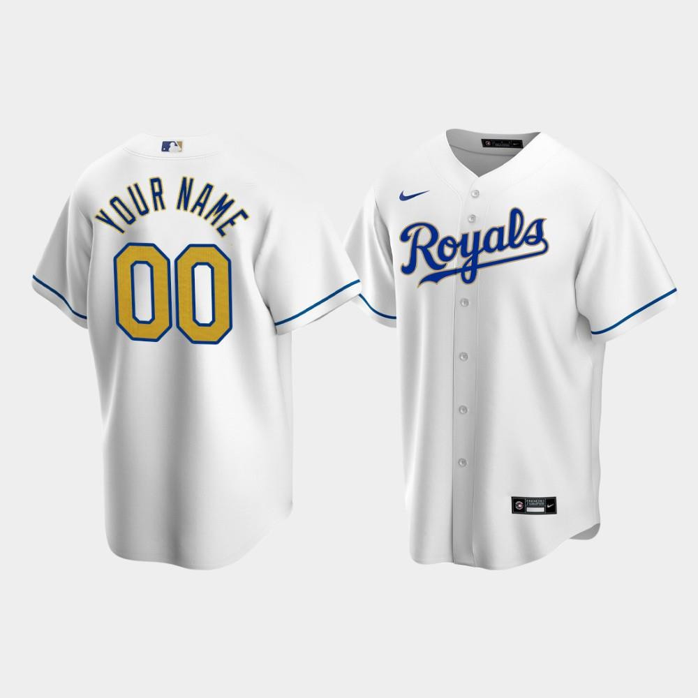 Men's Kansas City Royals Custom 00 White Home Baseball Jersey Baseball Jersey 