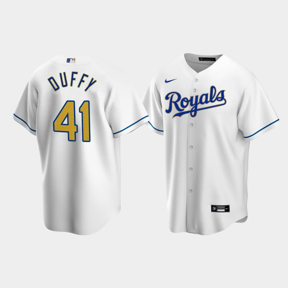 Men's Kansas City Royals Danny Duffy 41 White Home Baseball Jersey Baseball Jersey 