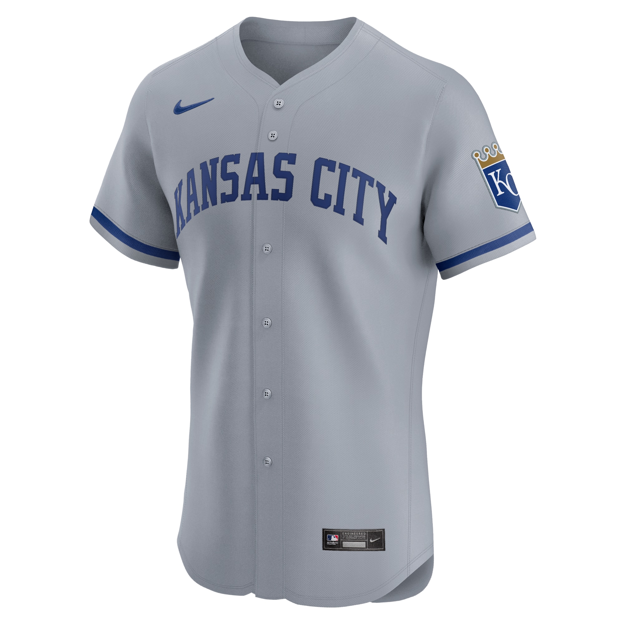 Alternative view of Men's Kansas City Royals Gray Road 2024 Jackie Robinson Day Elite Baseball Jersey 