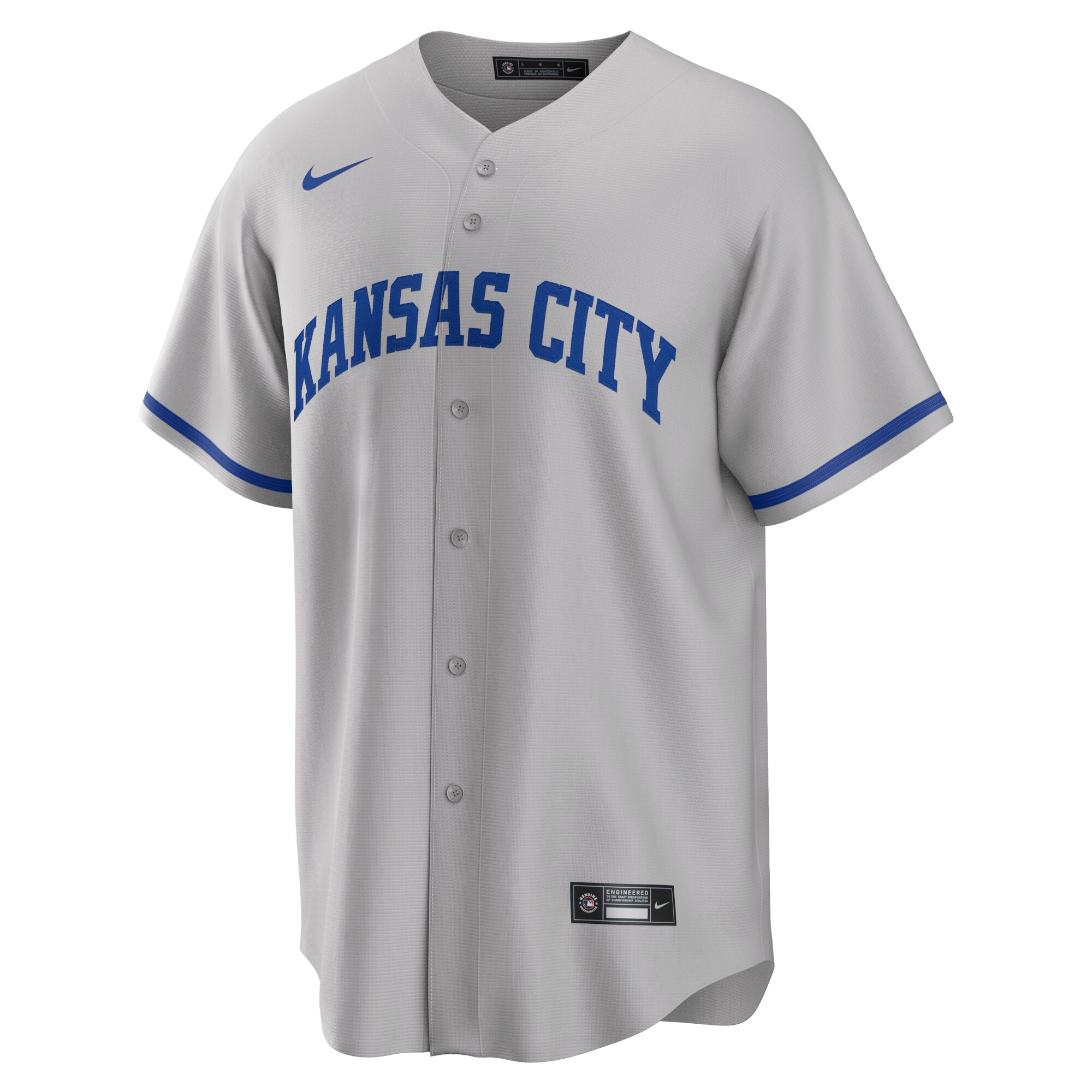 Alternative view of Men's Kansas City Royals Gray Road Team Baseball Jersey 