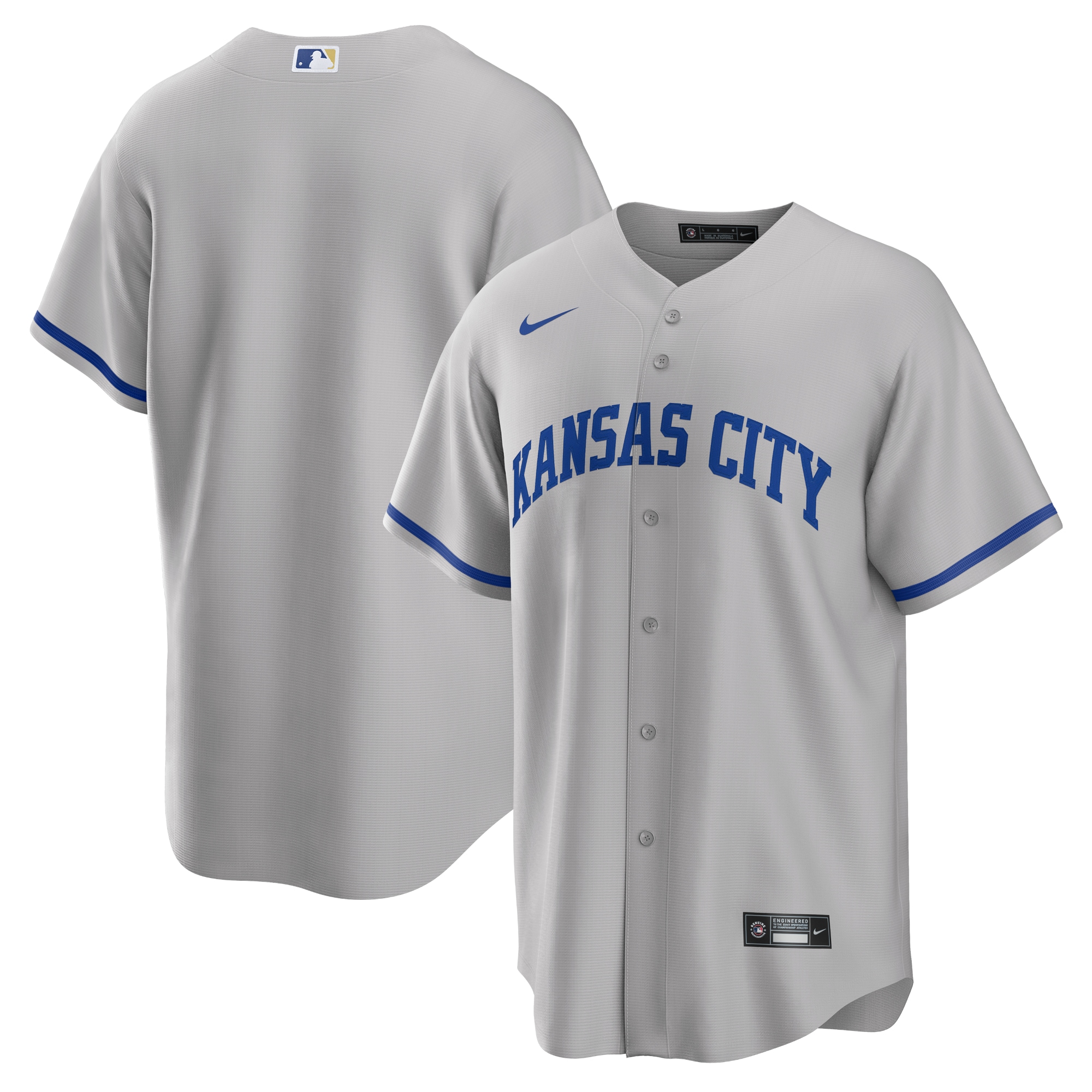 Men's Kansas City Royals Gray Road Team Baseball Jersey 