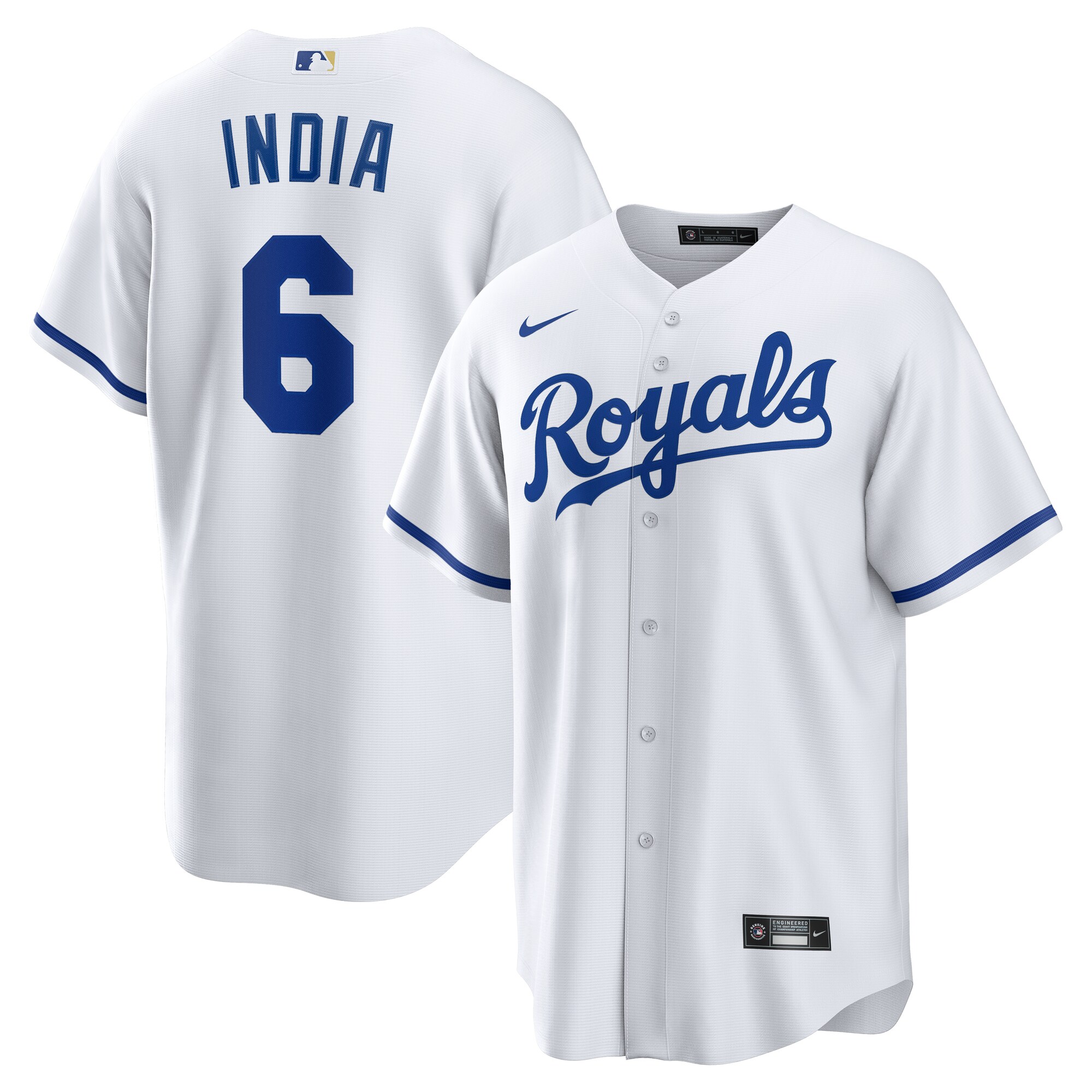 Men's Kansas City Royals Jonathan India White Home Player Baseball Jersey 
