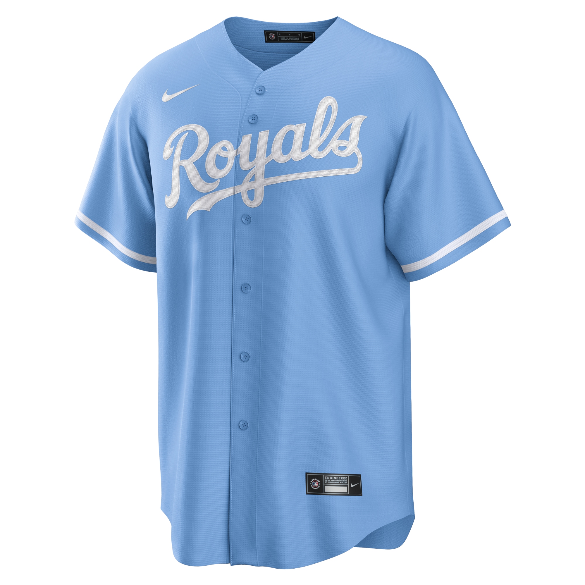 Alternative view of Men's Kansas City Royals Light Blue Alternate Team Logo Baseball Jersey 