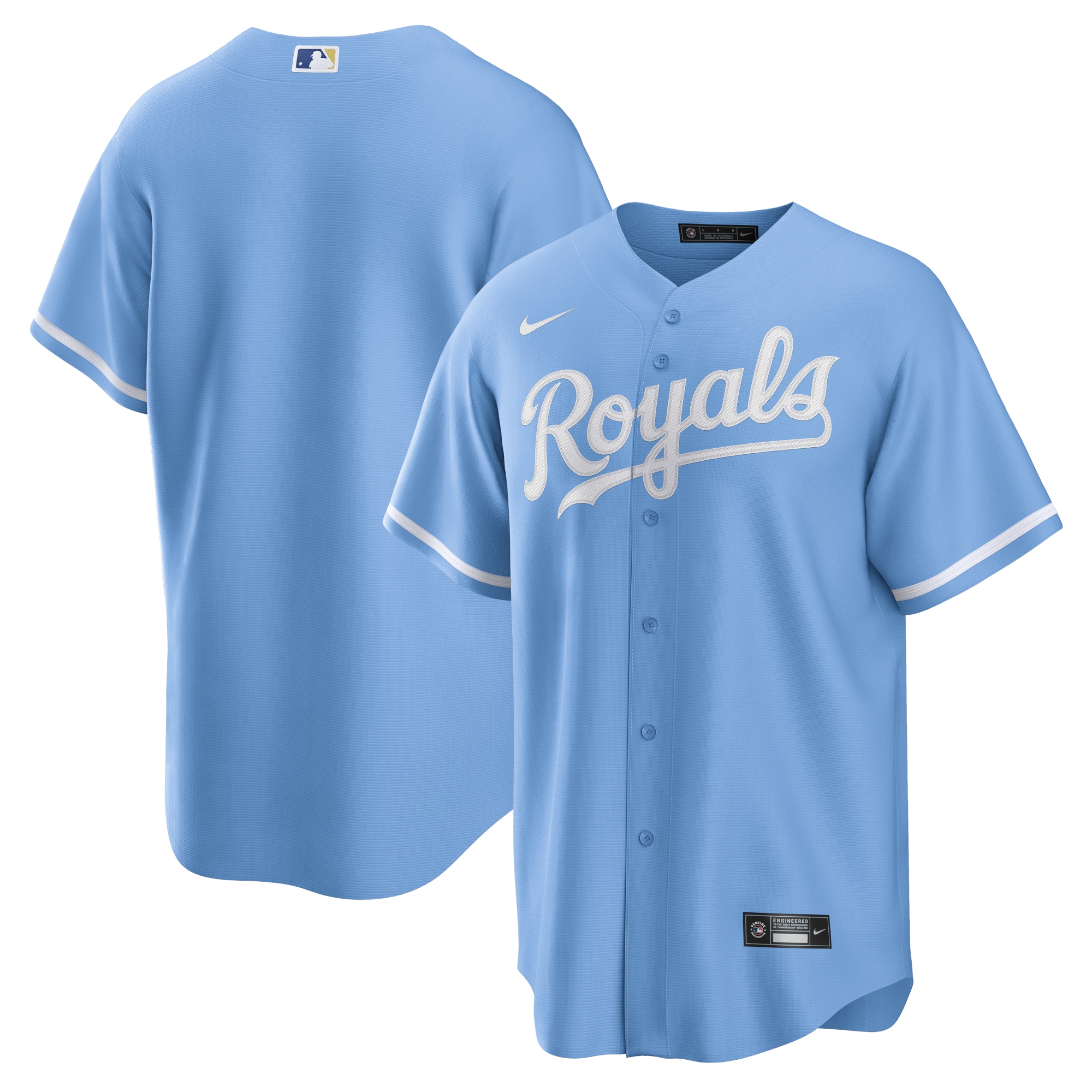Men's Kansas City Royals Light Blue Alternate Team Logo Baseball Jersey 