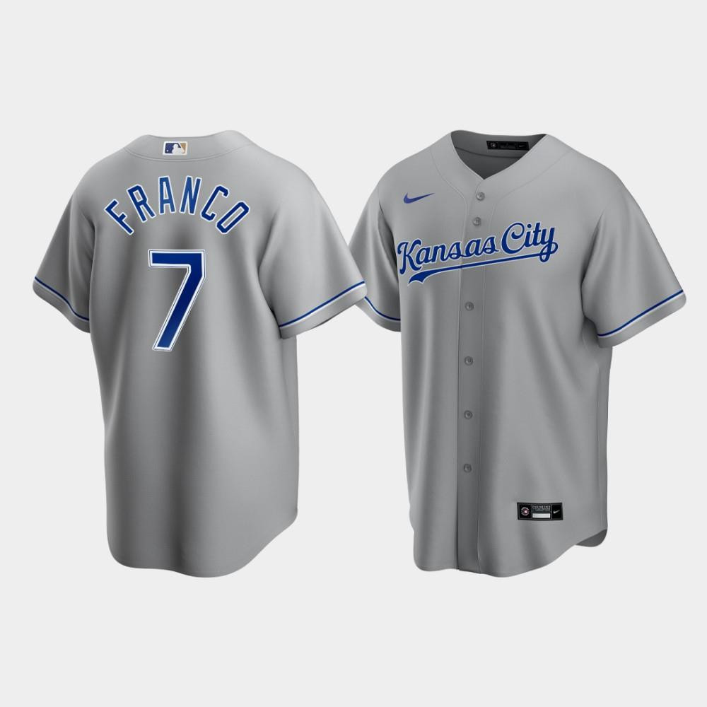 Men's Kansas City Royals Maikel Franco 7 Gray Road Baseball Jersey Baseball Jersey 
