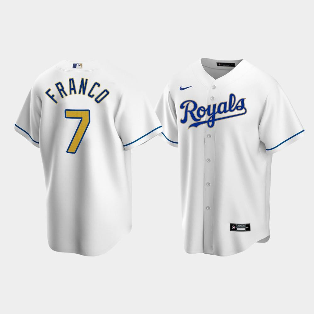 Men's Kansas City Royals Maikel Franco 7 White Home Baseball Jersey Baseball Jersey 