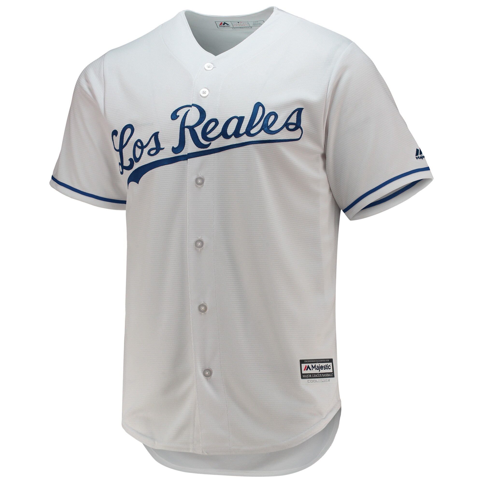 Alternative view of Men's Kansas City Royals Majestic White Team Official Baseball Jersey 