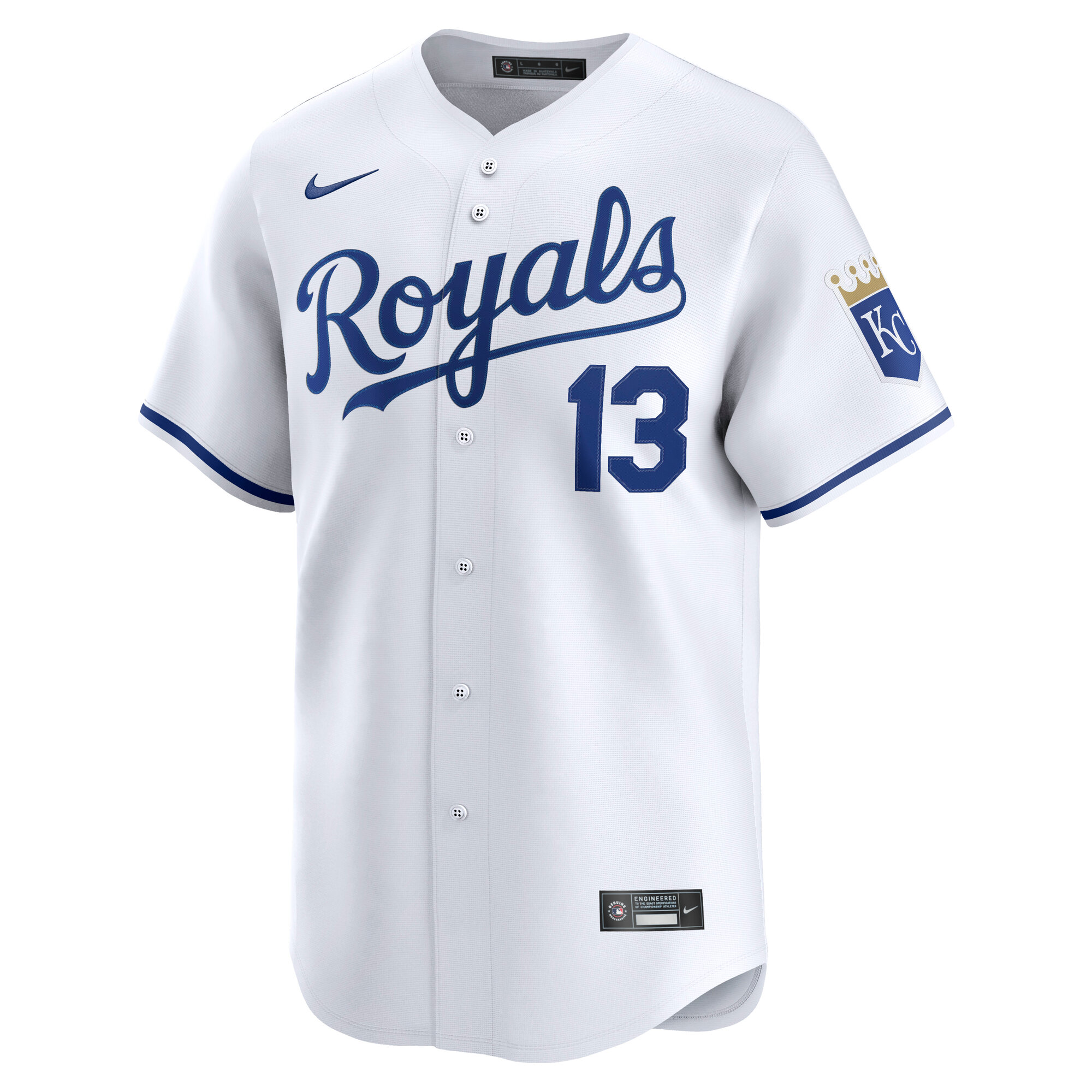 Alternative view of Men's Kansas City Royals Salvador Perez White Home Limited Player Baseball Jersey 
