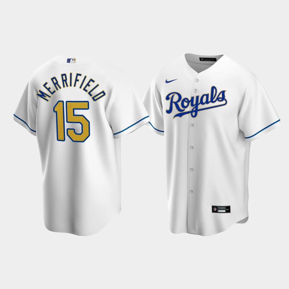 Men's Kansas City Royals Whit Merrifield 15 White Home Baseball Jersey Baseball Jersey 