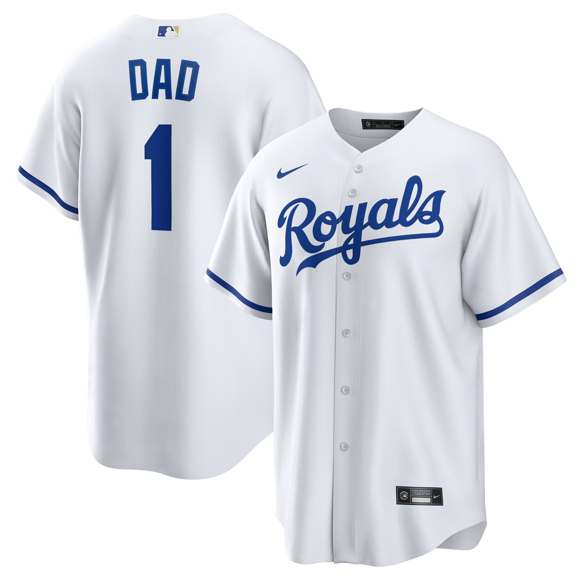 Men's Kansas City Royals White #1 Dad Home Baseball Jersey 