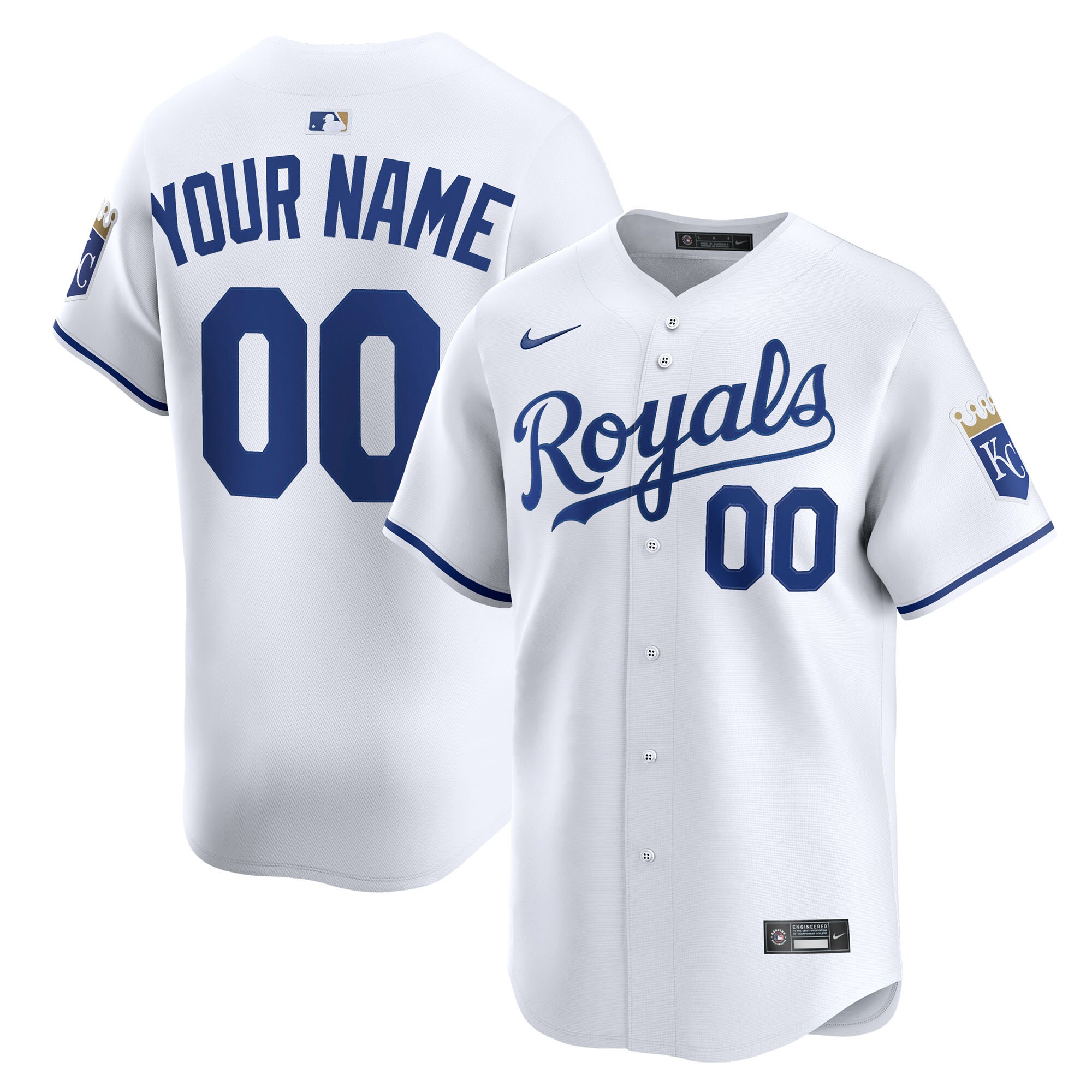 Men's Kansas City Royals White Home Limited Custom Baseball Jersey 