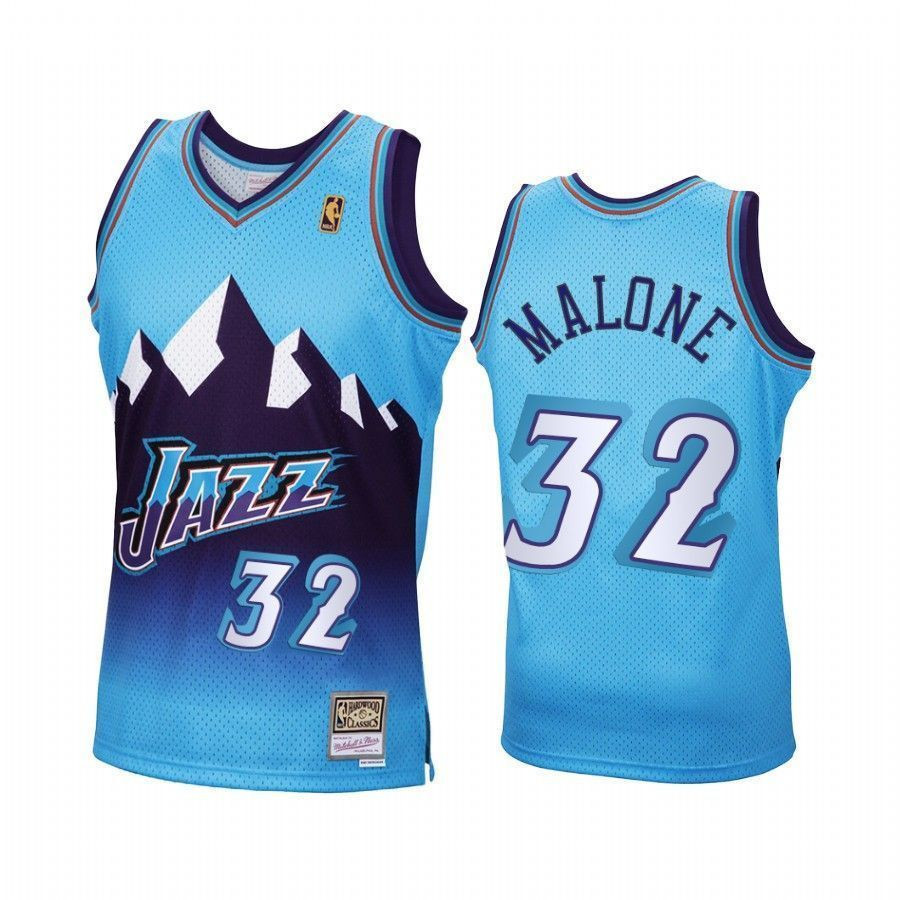 Men's Karl Malone Utah Jazz Blue Hockey Jersey Reload Hardwood Classics - JS134 