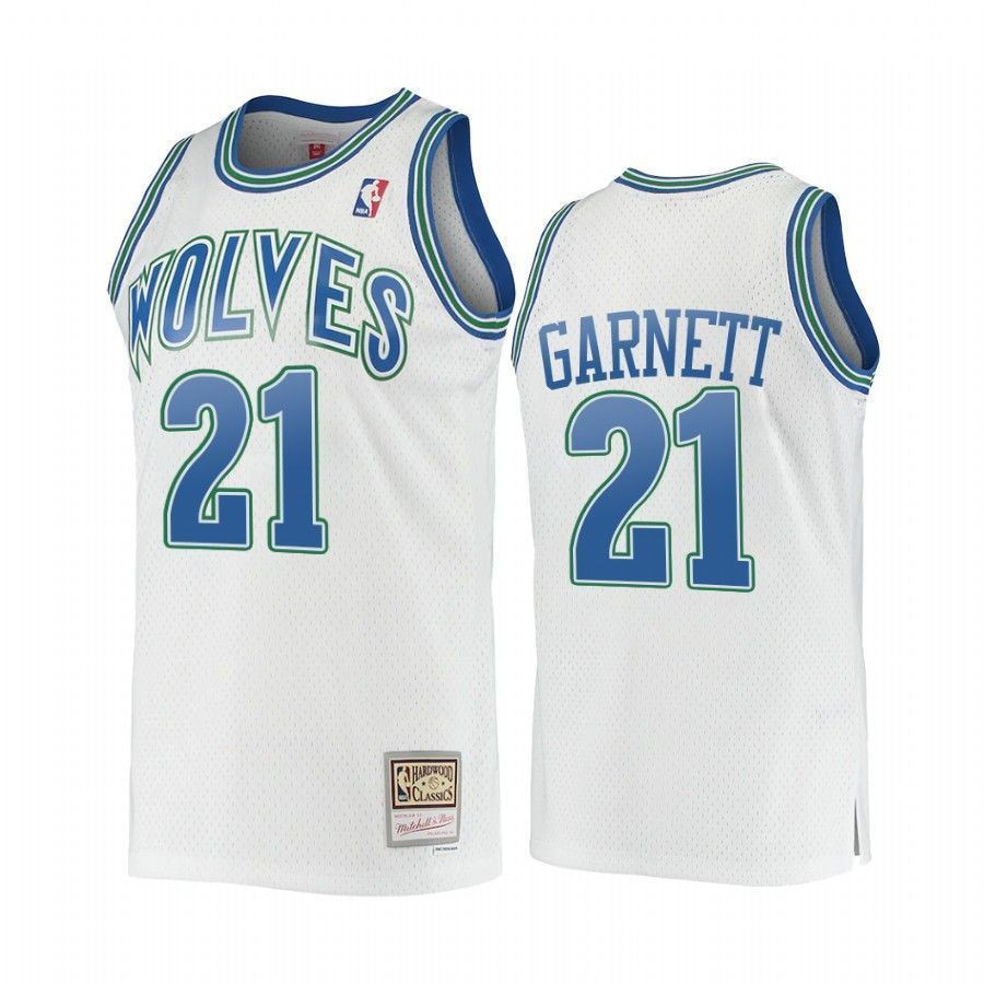 Men's Kevin Garnett 21 Minnesota Timberwolves Hardwood Classics Basketball Jersey White - JS353 