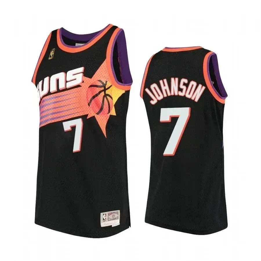Men's Kevin Johnson 7 Phoenix Suns Hardwood Classics Basketball Jersey Black - JS757 